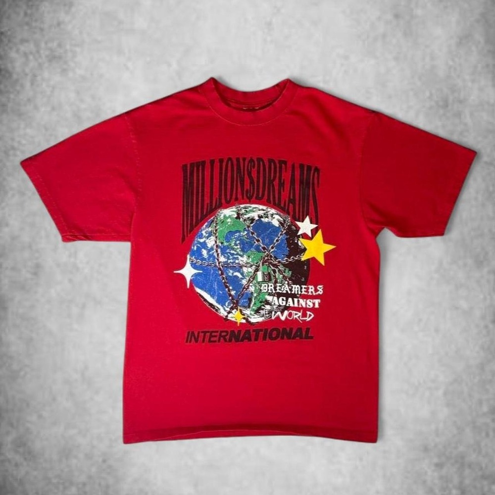 Millions Dreams Dreamers Against the World Graphic T-Shirt Red Mens Large Rare